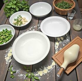 23.01.32 Pillivuyt Us Vintage France White Porcelain Serving Bowls Pair 10.75 Inch And 12.25