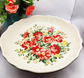 116231.01 Pioneer The Woman Vintage Floral Pasta Serving Bowl Linen Stoneware 13 Inch Flaw