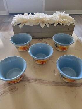 117848.01 Pioneer Woman Ramekin 4 Inch Floral Print Bowls Lot Of 5 New