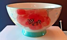 2002dzu Pioneer The Woman Vintage Floral Green Footed Stoneware Bowl 6 Inch X3.50