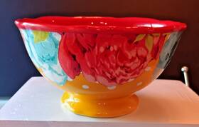 2015dvd Pioneer The Woman Vintage Blossom Jubilee Footed Stoneware Bowl 6 Inch X 3.50