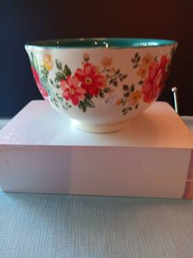 2016dmt Pioneer The Woman Vintage Floral Teal Footed Stoneware Bowl 6 Inch X3.50