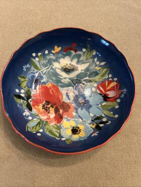 Pioneer 235838214007 The Woman Fancy Flourish Round Stoneware Pasta/serving Bowl Euc 7 1/2 Inch