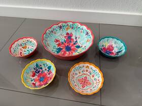 Pw25100139561fk Pioneer Woman Fresh Floral 5 Piece Serving Salad Bowl Set Melamine