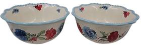 Pioneer Woman 048552646628 Two 2 Classic Charm Scalloped Edge 6.5 Inch Stoneware Bowls