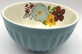 Pioneer Woman 085081409973 Ree Drummond Teal Yellow Flower Floral 6 Inch Bowl Euc