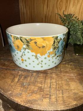 Pioneer Woman 2008mt Stoneware Serving Bowl Floral Pattern Dishwasher Safe 8 Inch