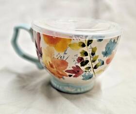 2012dib Pioneer Woman Willow Large Floral Cup Soup Bowl Mug With Steamer Lid 27 Oz
