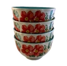 Pioneer Woman 2812dmt Set Of 4 - The Floral Stoneware Cereal Bowls Ec