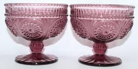 220211 Pioneer Woman 676/220211 2 Glass Footed Sundae Ice Cream Dessert Cup Adeline Plum Purple