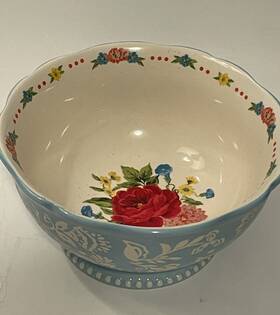 82330.01 Pioneer Woman Sweet Rose Stoneware Embossed Blue Floral 6.25 Inch Cereal Soup Bowl