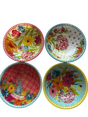 B70077 Pioneer Woman The Set Of 4 Assorted Melamine Dip/prep Bowls Floral