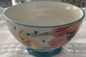 Cerp2-447 Pioneer Woman 6 Inch Bloom Dots Turquoise Footed Bowl