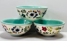 J15-25 Pioneer Woman Floral Pattern 3 Inch Salt Seller Dipping Sauce Condiment Bowls
