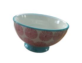 Nbr6e Pioneer Woman The Footed Bowl Happiness Red Starburst Aqua Base Cereal Soup 6 Inch