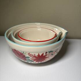 Pw42007796140g1 Pioneer Woman Wishful Winter 3-piece Ceramic Mixing Bowl With Spout Set