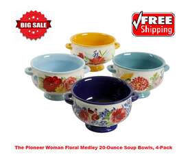 Pwd096881814656 Pioneer Woman Floral Medley 20-ounce Soup Bowls 4-pack