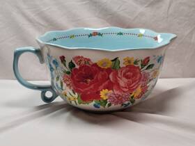 Pwf096881814665 Pioneer Woman Sweet Rose Ceramic Batter Bowl With Spout Floral Blue 12in 3.8qt