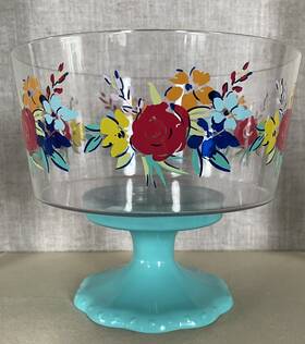 Pws006302267001 Pioneer Woman Floral Footed Plastic Trifle Snack / Candy Serving Bowl 6.5 Inch Tall