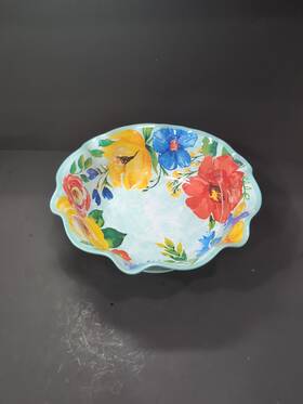 Pwu102746414010 Pioneer Woman Serving Bowl Delaney Floral Scalloped Footed Teal 80oz 11 Inch Dia New