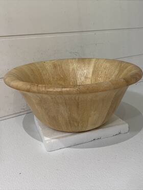 M074690 Plantation Timber 1993 Vtg 17 Inch Rubberwood Lrg Chopping Block Wood Bowl