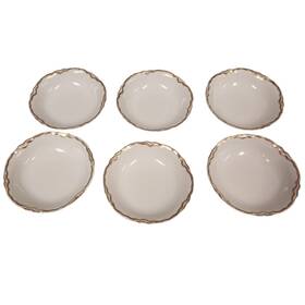Pope Gosser 38914e7d-103d-4 6 Vintage 1929 Pope-gosser Sepia Gold Trimmed Ceramic China Small Round Bowls