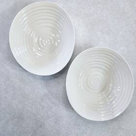 422414 Portmeirion 2 Sophie Conran 9.5 Inch X 8.2 Small Salad/ Vegetable White Swirl Bowls