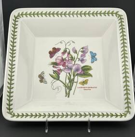 605227 Portmeirion Botanic Garden 12 Inch Low Square Serving Bowl Sweet Pea Butterflies