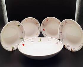 080425a Pottery Barn Pasta Bowl Set 4 Bowls And Serving Discontinued Pattern