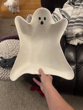 Pottery Barn 2827379 Stoneware Ghost Serving Bowl Large White Halloween