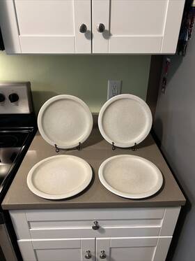 3488810 Pottery Barn 4 Mendocino Stoneware Dinner Plates Rustic Glazed
