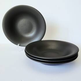 Pottery Barn 90156041 4 Ellipse Black Bowls Coupe Cereal Soup Dessert Pasta Eclipse Set