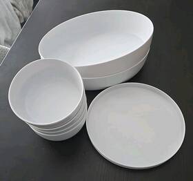 922753 Pottery Barn Mason Melamine Outdoor 2 Serving Bowl 4 Cereal Plate