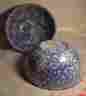 Pp468 Unbranded Two Vintage Sponge Wear Bowls Blue And White Marbled Design Lovely Pair