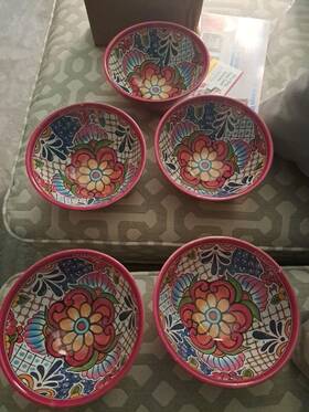 Prepara 811039024086 Taco Party Bowl Red Multi Color Pattern Melamine X5