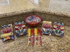 Pra0030231405mt Prepara Pretty 9-piece Taco Set - Multi Holders Spoons And Salas Guacamole Bowl