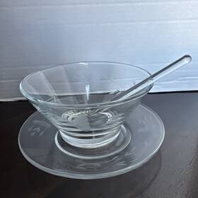 Heritage429 Princess House H429 Crystal Mayonnaise/condiment Serving Bowl Plate Spoon