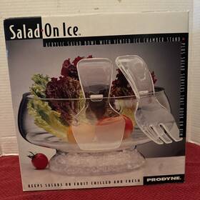 Prodyne 022494102039 New In Box Inch Salad On Ice Clear Acrylic Bowl With Chamber And Utensils