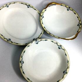 4243 Pt Tirschenreuth 3 Serving Plates Bowls Bavaria Mayfair Vintage Handpainted