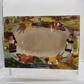Publix 102478 The Pilgrim Pair Serving Bowl Thanksgiving Dish Pilgrims Boxed