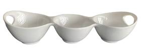 Pure White Home Essentials 786460200715 3-section Ceramic Serving Bowls Cut-out Handles