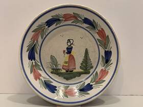 74094 Quimper Henriot Fruit Bowl With Breton Woman - 1930 S France Handpainted 5.25 Inch