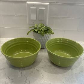 Rachael Ray 14019 Lot Of 2double Ridge Lime Apple Green 6 Inch Cereal Soup Bowl