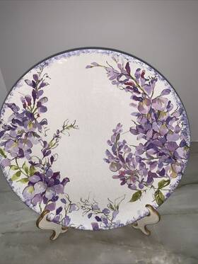 2267cs-s Rachel Ashwell The Farmhouse Purple Floral Lilacs Melamine Dinner Plate Set Of 4