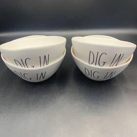 Rae Dunn 840104930816 Set Of 4 Dig In Bowls Melamine White And Black