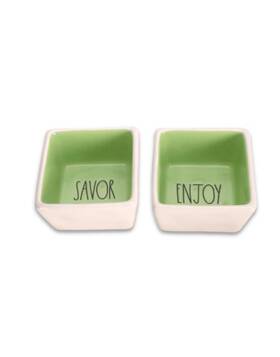 Rae Dunn 870236000880 Inch Enjoy And Savor Square Bowl Dish Snack Set