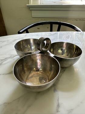 33049 Ralph Lauren Silver Plate Triple Montgomery Nut Bowl