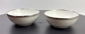 Ralph Lauren 545296 2 Wilshire Platinum Trim Cereal Bowls 6 Inch W X 2.25 T Portugal Euc