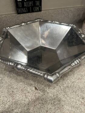 Am103 Reed & Barton And Bannister Large Aluminum Hexagonal Serving Bowl