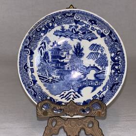 1830s Ridgeways Semi China Antique Dipping Appetizer Bowls Blue Willow 5.5 Inch